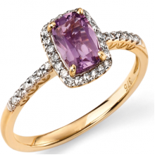 Amethyst and Diamond Gold Ring
